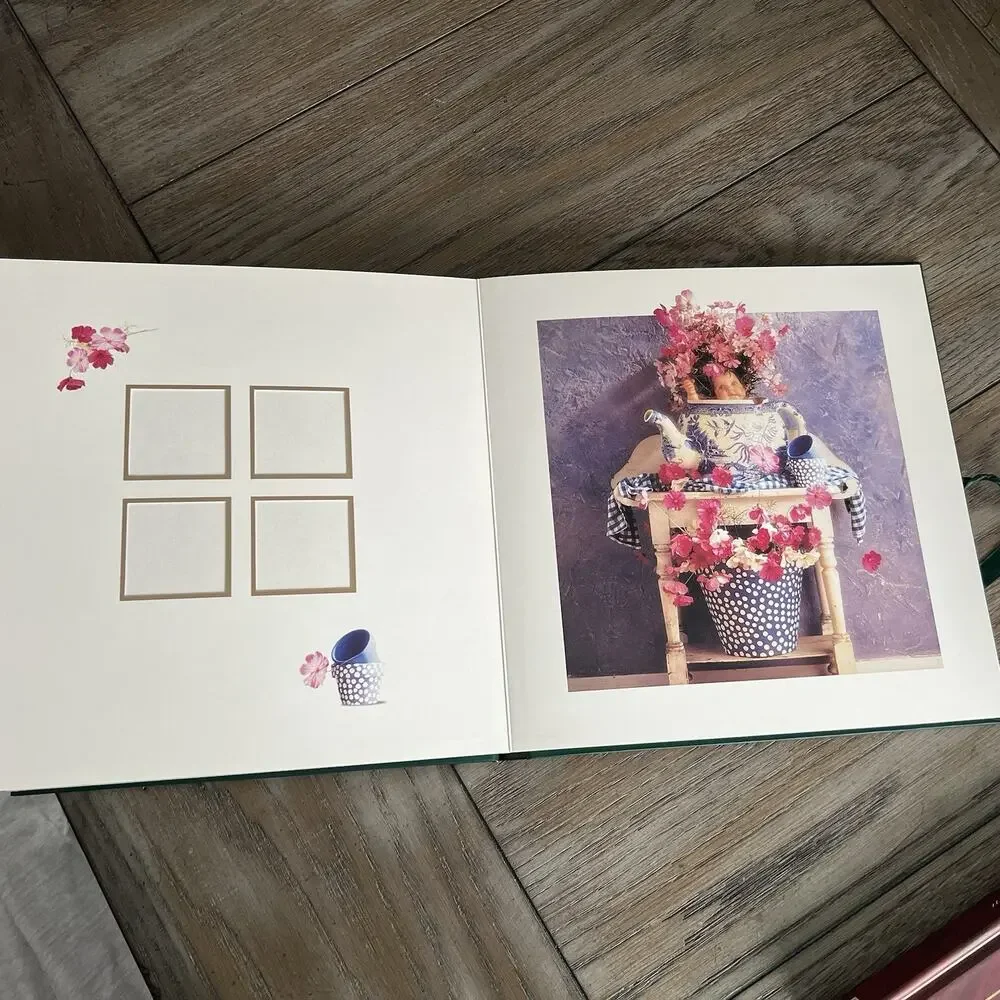Anne Geddes Baby Photo Album Green Hardcover Floral Theme Keepsake Gift